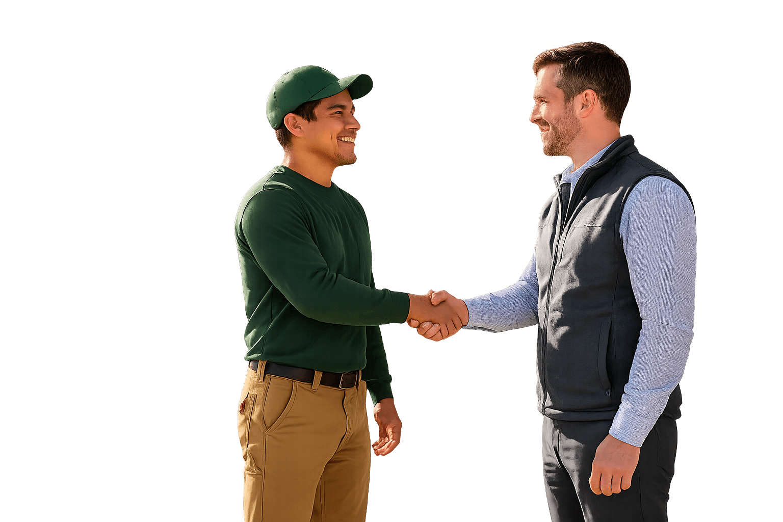 An employer and worker shaking hands