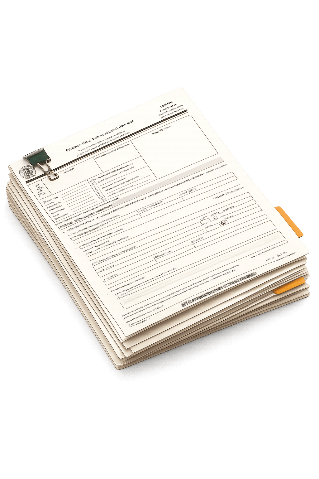 A stack of government employment forms