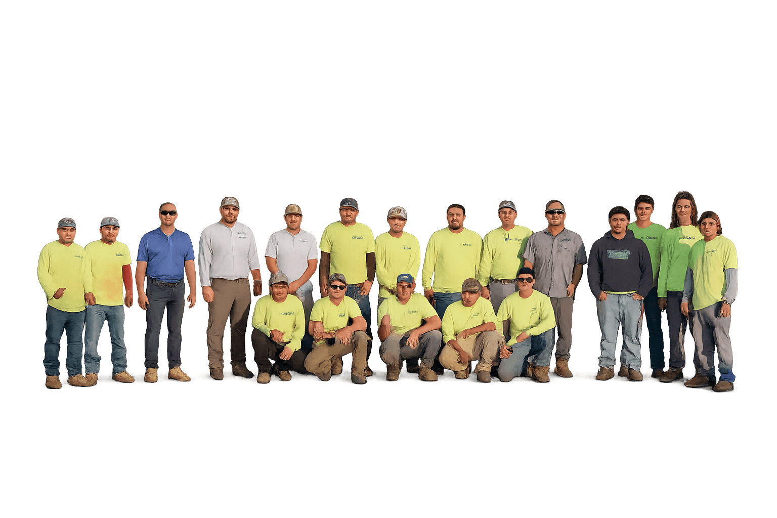 A seasonal work crew standing together